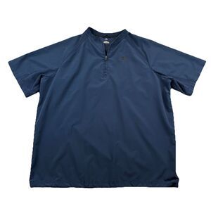 Adidas Batting Shirt 1/4 Zip Vented Navy Blue Mens Large Short Sleeve